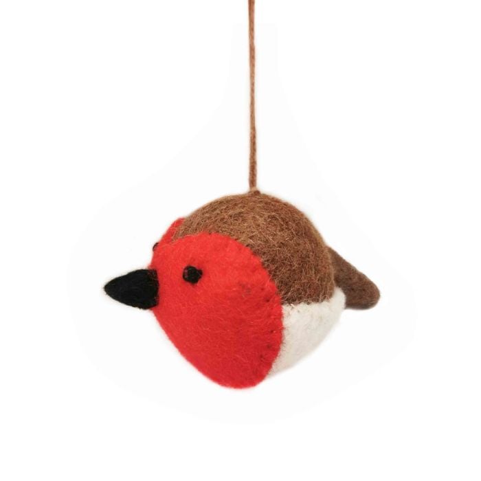Felt So Good Handmade Needle Felt Sweetheart Robin Hanging Christmas Tree Decoration