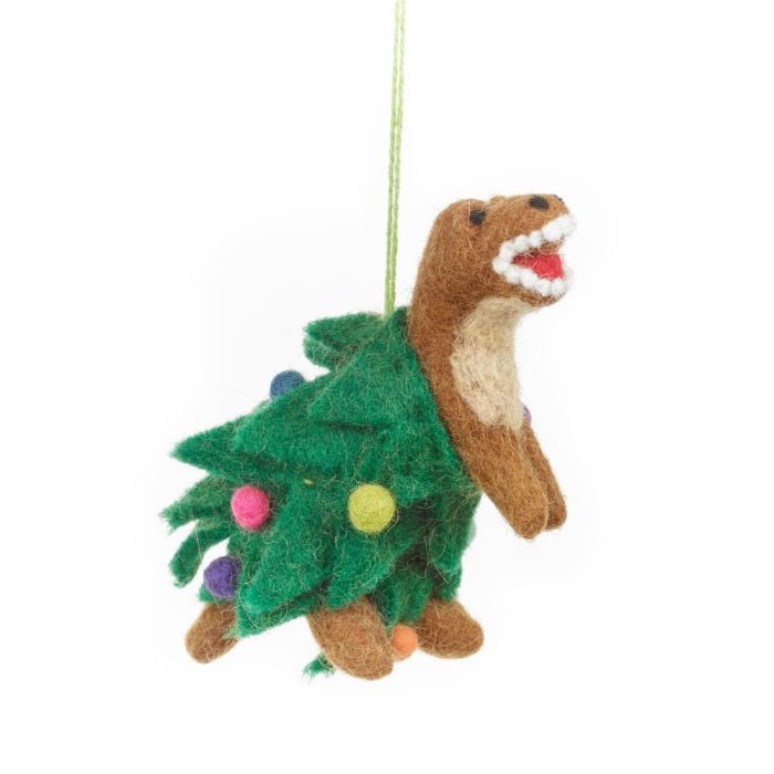 Felt So Good Handmade Needle Felt Tree-Rex Hanging Christmas Dinosaur Decoration