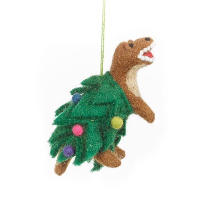 Felt So Good Handmade Needle Felt Tree-Rex Hanging Christmas Dinosaur Decoration