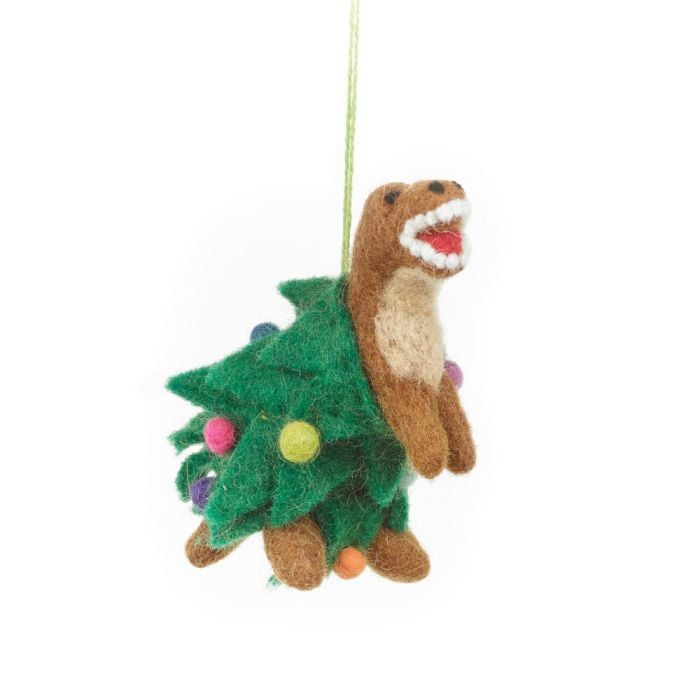felt so good Handmade Needle Felt Tree-Rex Hanging Christmas Dinosaur Decoration