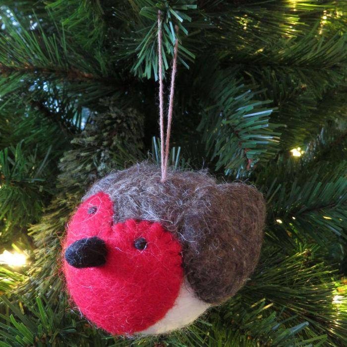 Felt So Good Handmade Rosie Robin Needle Felt Hanging Christmas Tree Decoration