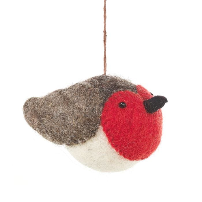 felt so good Handmade Rosie Robin Needle Felt Hanging Christmas Tree Decoration
