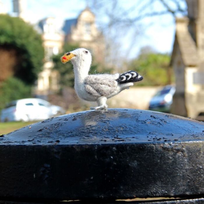 Felt So Good Handmade Sustainable Needle Felt Hanging Seagull Decoration