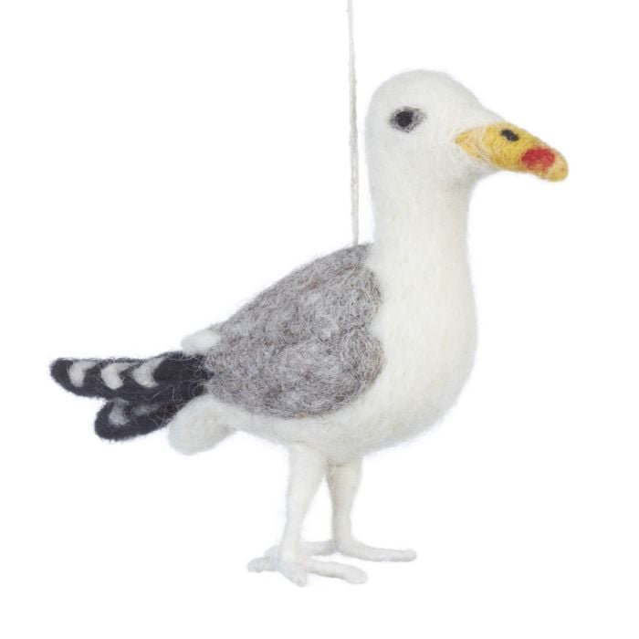 felt so good Handmade Sustainable Needle Felt Hanging Seagull Decoration