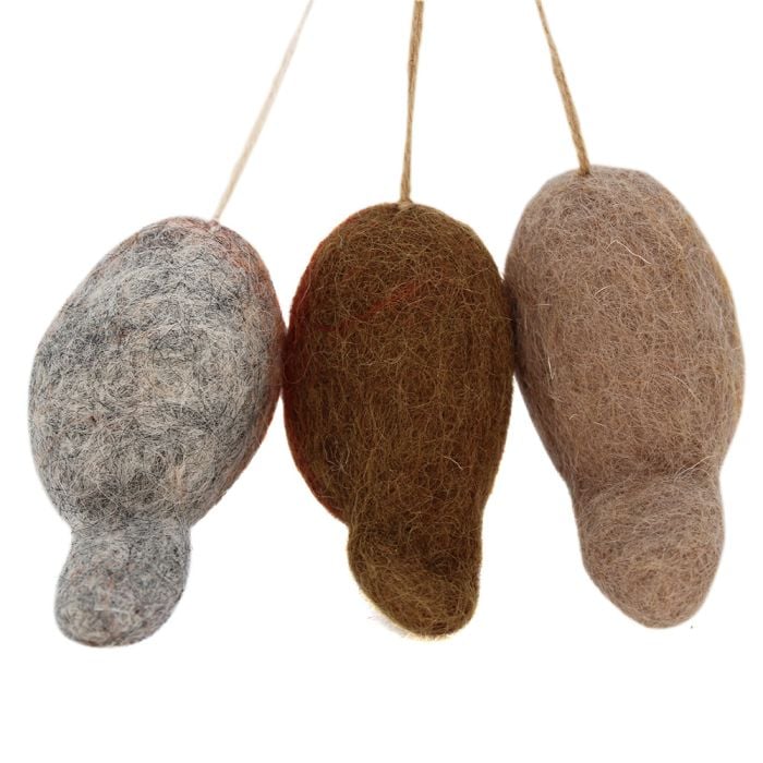 Felt So Good Handmade Whimsical Winter Robins (Set Of 3) Hanging Biodegradable Christmas Tree Decorations