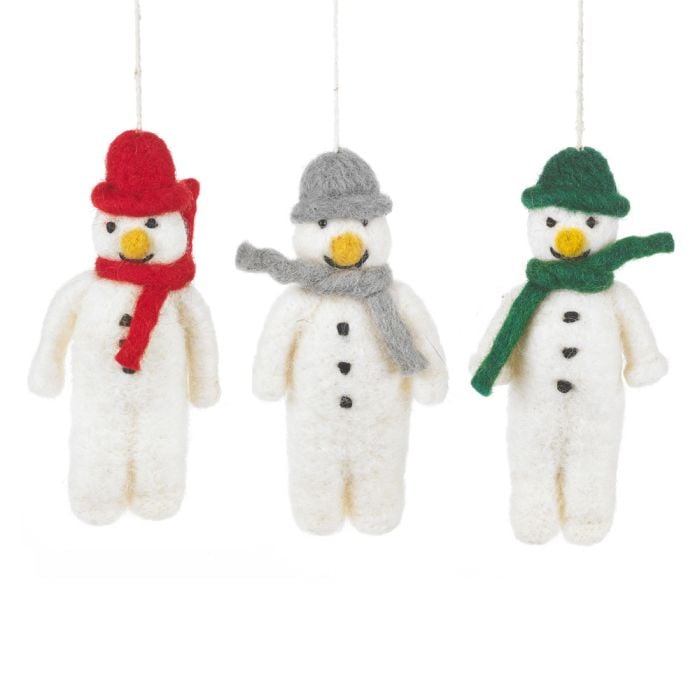 Felt So Good Hanging Felt Mr. Snowman Handmade Felt Biodegradable Decoration