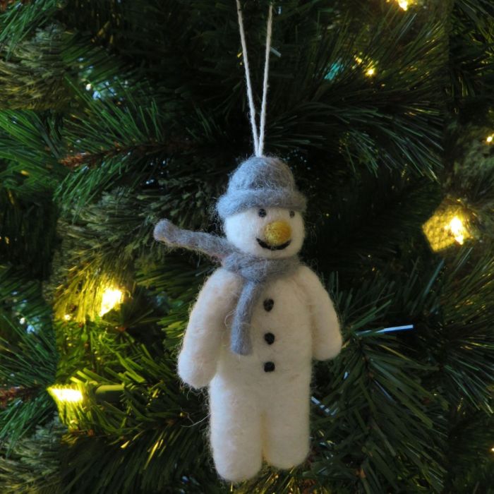 Felt So Good Hanging Felt Mr. Snowman Handmade Felt Biodegradable Decoration