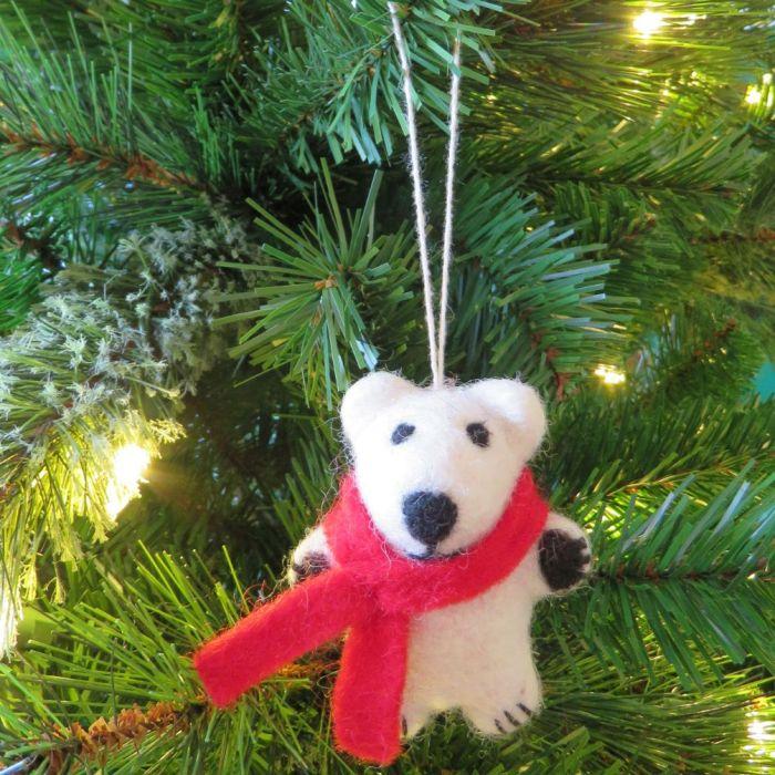Felt So Good Hanging Felt Pedro Polar Bear Handmade Felt Biodegradable Decoration