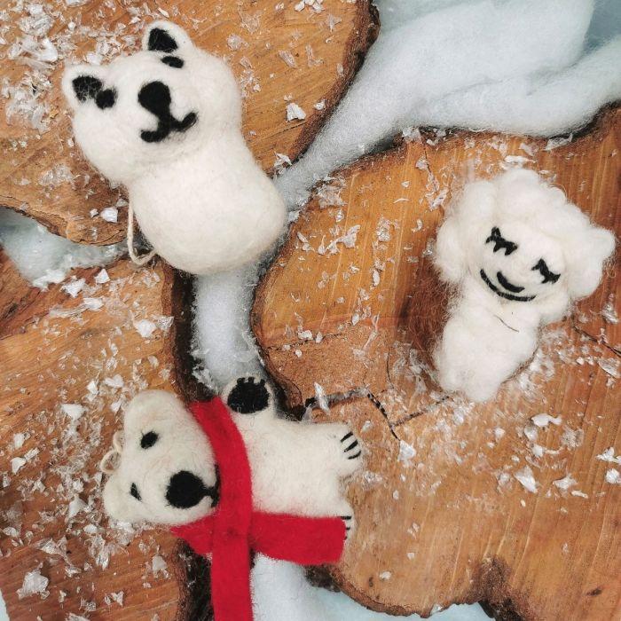 Felt So Good Hanging Felt Pedro Polar Bear Handmade Felt Biodegradable Decoration