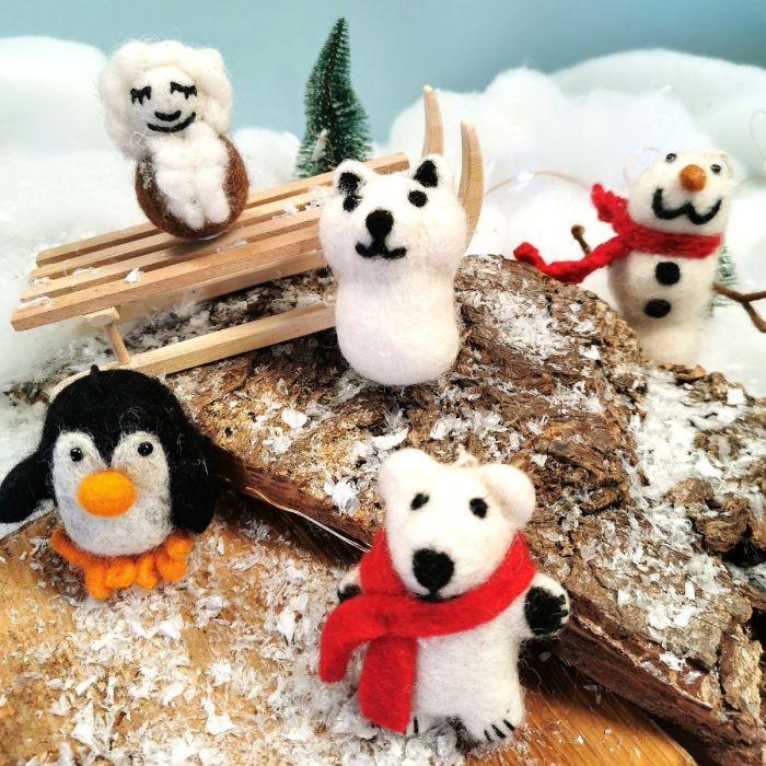 Felt So Good Hanging Felt Pedro Polar Bear Handmade Felt Biodegradable Decoration