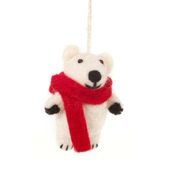 felt so good Hanging Felt Pedro Polar Bear Handmade Felt Biodegradable Decoration