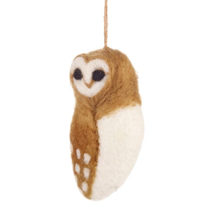 Felt So Good Tyto Alba Hanging Fair Trade Hanging Owl Decoration