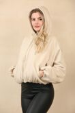Femme Luxe Beige Bubble Hem Zip Up Fleece Jacket - Janet
