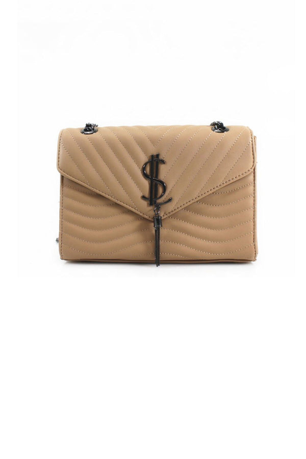 Femme Luxe Beige Quilted Satchel Crossbody Bag - Mercy