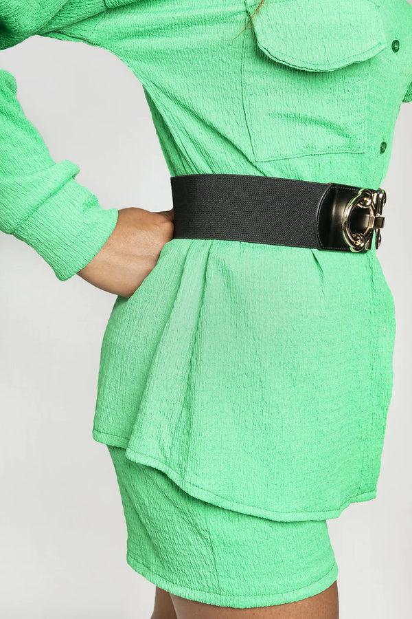 Femme Luxe Black And Gold Knot Tie Detail Stretch Waist Belt - Poppy