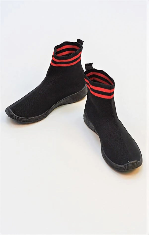 Femme Luxe Black Chunky Sole High Runner Sock Trainers - Vera