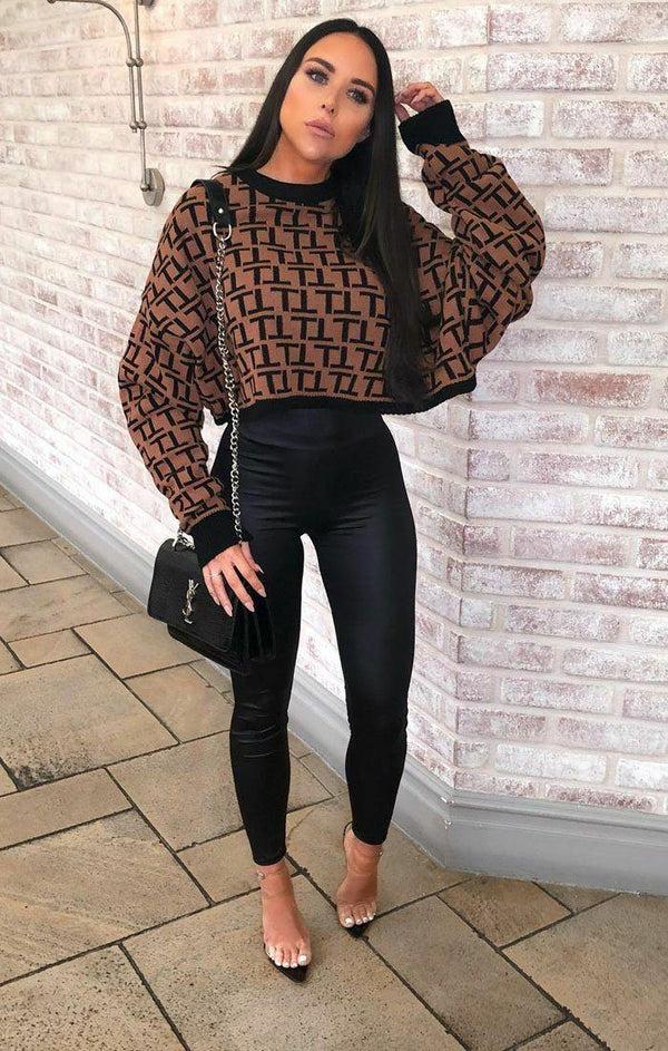 Femme Luxe Black High Waisted Faux Leather Look Leggings - Catriona