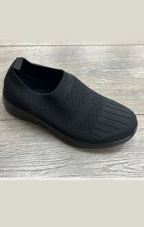 Femme Luxe Black Knitted Lightweight Walking Shoes - Juniper