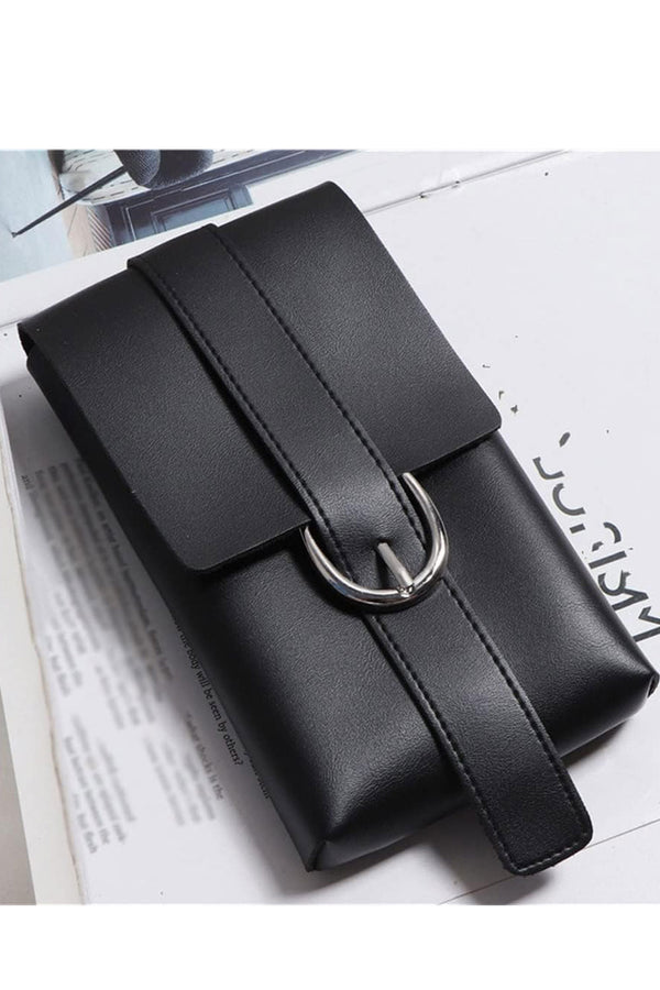 Femme Luxe Black PU Leather Detachable Chain Belt Bag - Katelyn