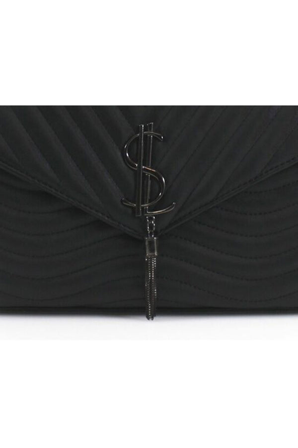 Femme Luxe Black Quilted Satchel Crossbody Bag - Khloe