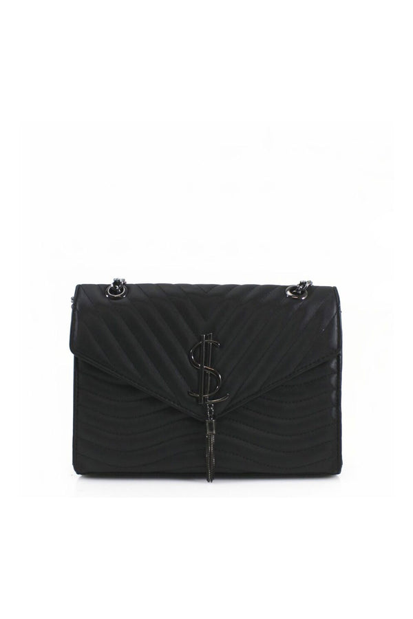 Femme Luxe Black Quilted Satchel Crossbody Bag - Khloe