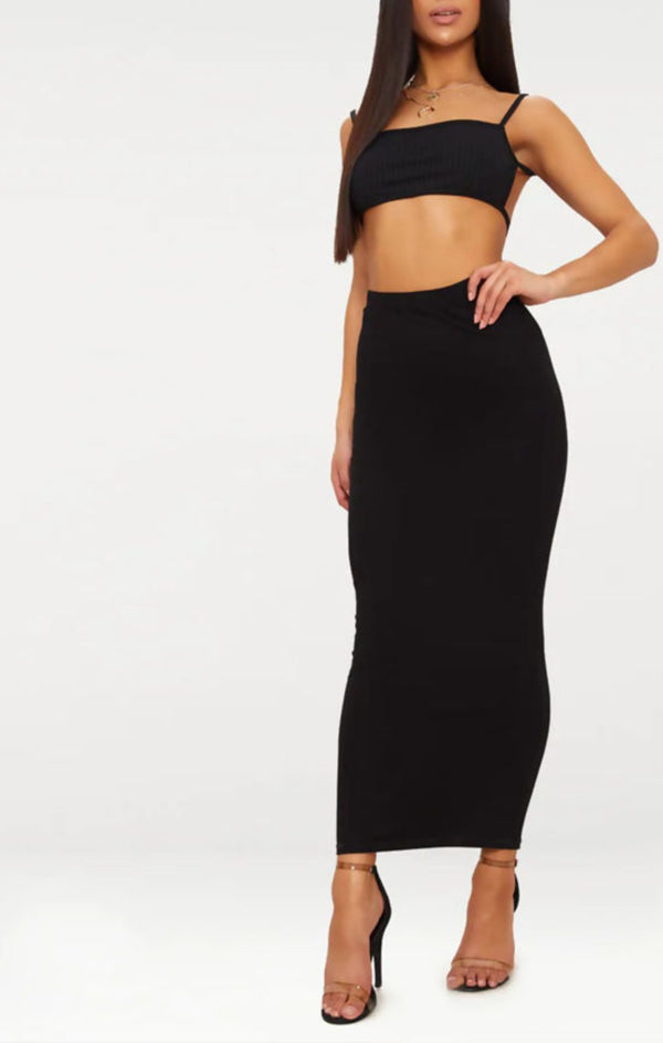 Femme Luxe Black Rib Strappy Tie Back Bralette - Liriana