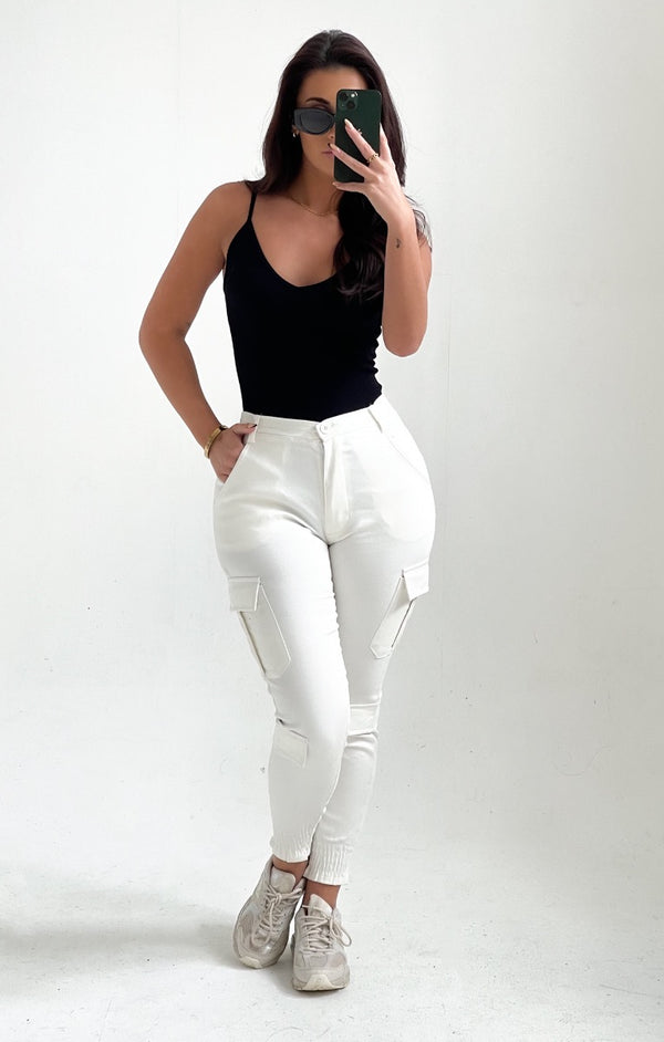 femme luxe Black Ribbed V Neck Strappy Bodysuit - Megan