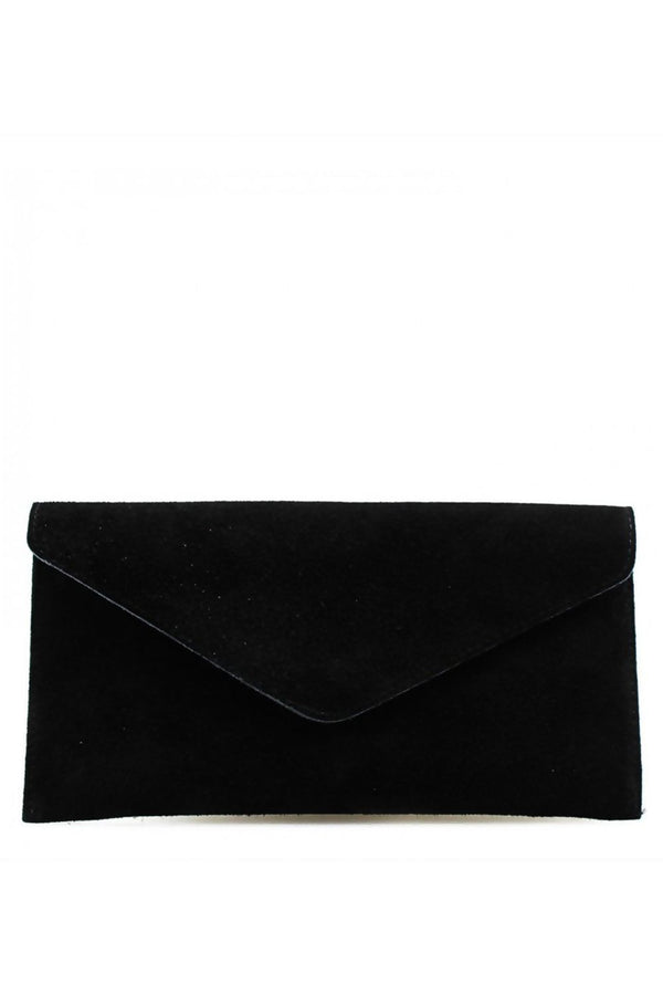 Femme Luxe Black Suede Envelope Luxe Clutch Bag - Laura