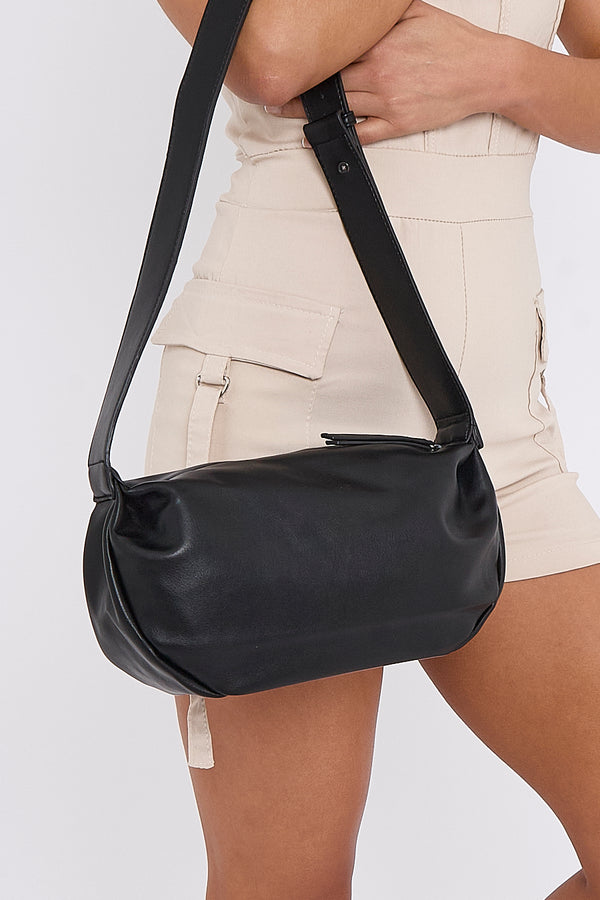 Femme Luxe Black Top Zip Closure Crossbody Bag - Parker