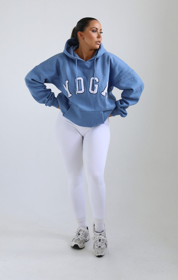 Femme Luxe Blue Yoga Slogan Oversized Hoodie - Laverne
