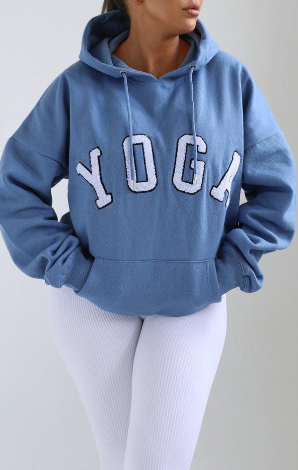 Femme Luxe Blue Yoga Slogan Oversized Hoodie - Laverne
