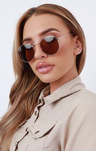 Femme Luxe Brown Oversized Thin Rim Sunglasses - Ruby