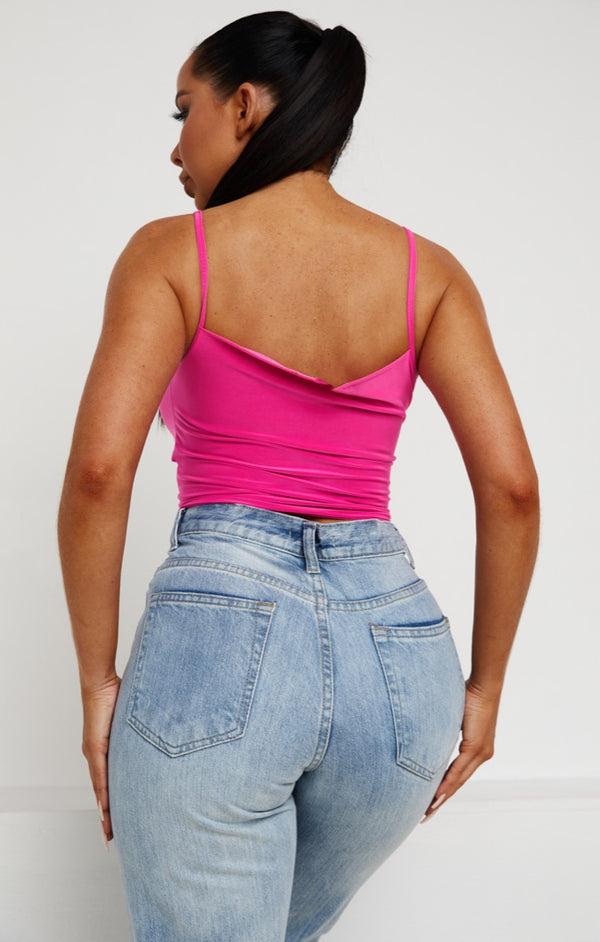 Femme Luxe Cerise Cut Out Slinky Strappy Crop Top - Milana