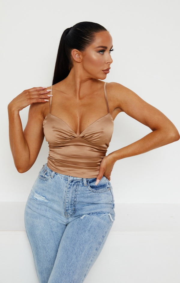 Femme Luxe Champagne Strappy V Neckline Bralette - Gabi