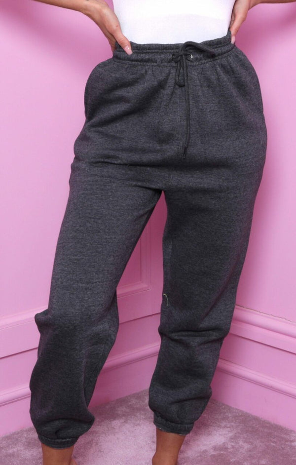 Femme Luxe Charcoal Oversized 90s Cuffed Joggers - Taylor