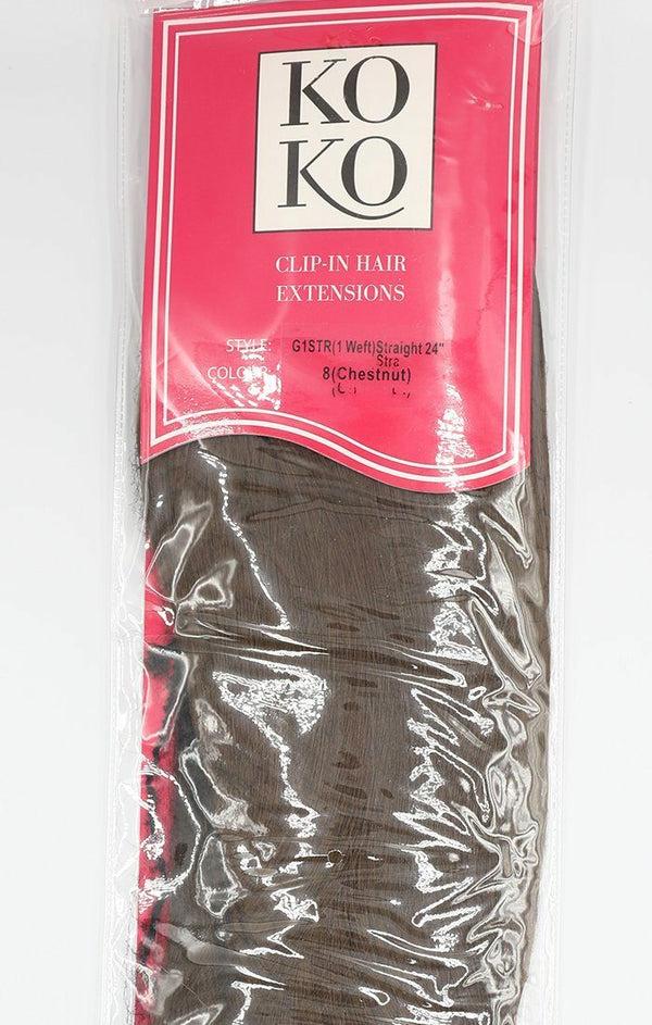 Femme Luxe Chestnut 24" Synthetic Straight Hair Extensions Clip In Piece - Auora