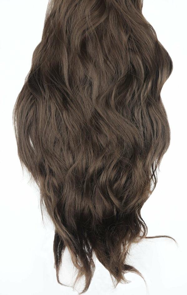 Femme Luxe Chocolate Brown Thick 20" Synthetic Clip In Wavy Hair Extensions Set - Loren