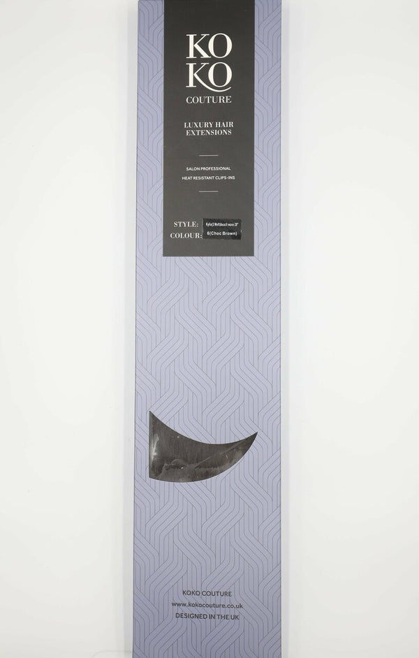 Femme Luxe Chocolate Brown Thick 20" Synthetic Clip In Wavy Hair Extensions Set - Loren