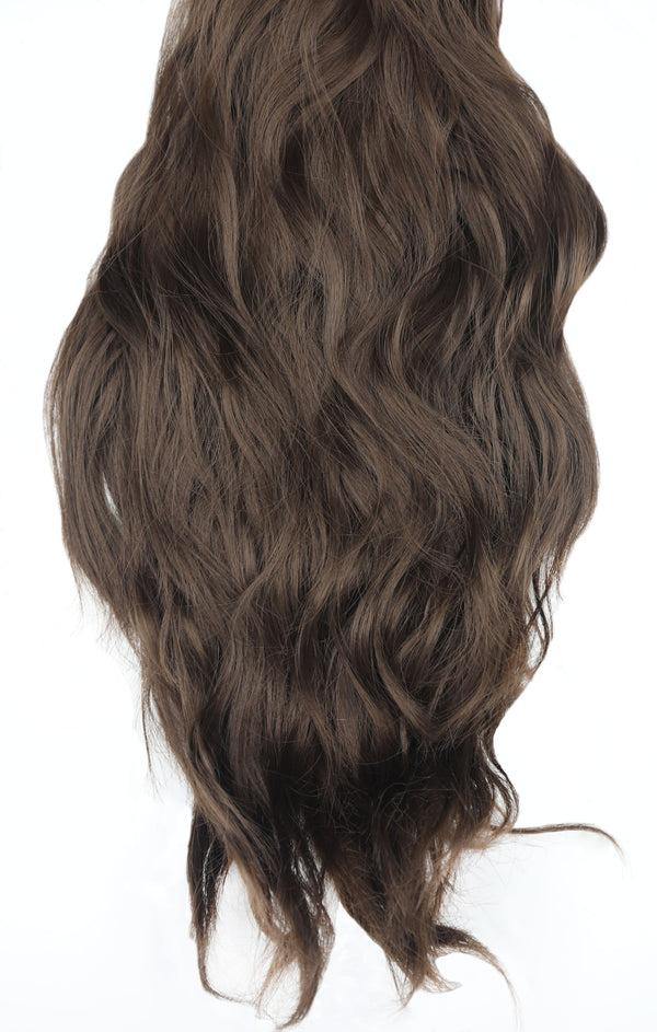femme luxe Chocolate Brown Thick 20" Synthetic Clip In Wavy Hair Extensions Set - Loren
