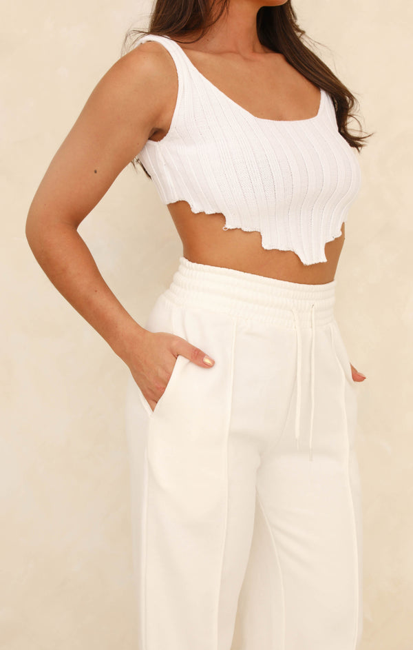 Femme Luxe Cream Seam Detail Loose Leg Joggers With Functional Drawcord - Lyla