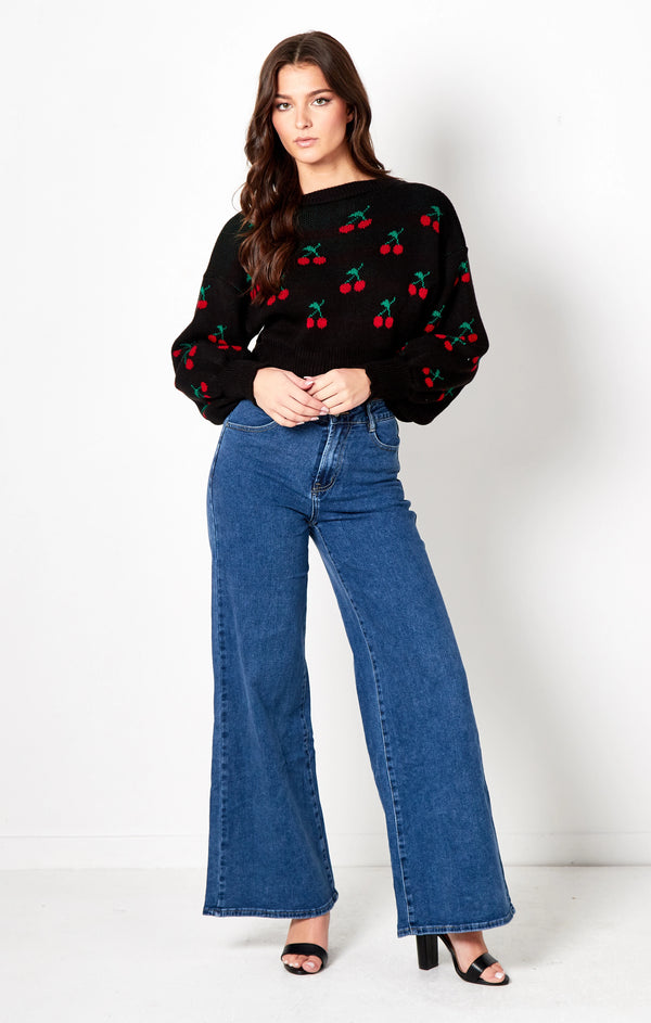 Femme Luxe Dark Blue Straight Leg Loose Fit Jeans- Sorna