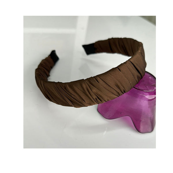 Femme Luxe Dark Brown Diagonal Wide Headband - Karlie