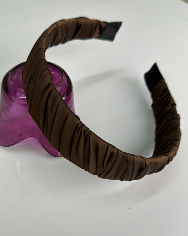 Femme Luxe Dark Brown Diagonal Wide Headband - Karlie