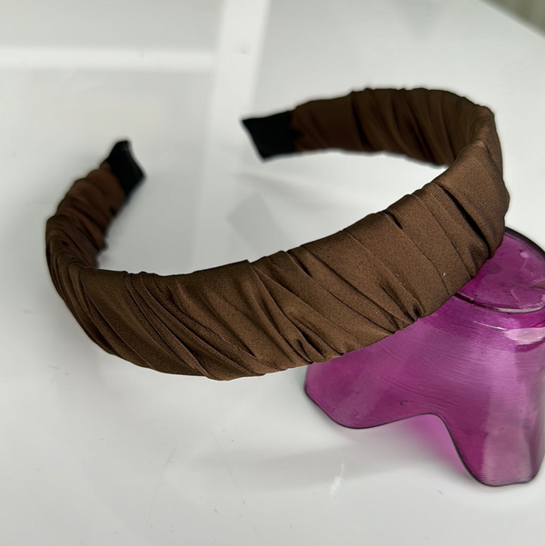 Femme Luxe Dark Brown Diagonal Wide Headband - Karlie