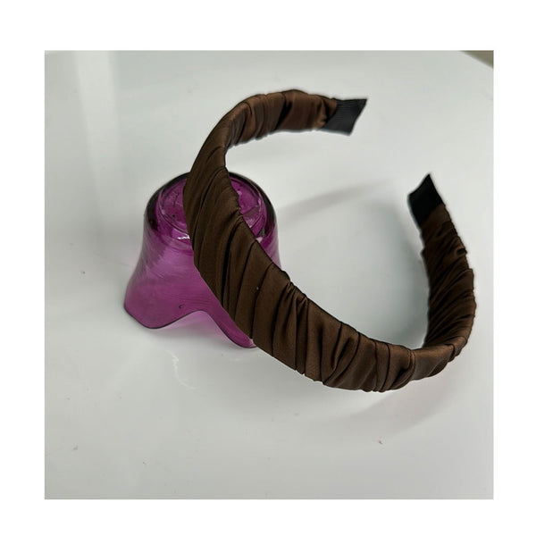femme luxe Dark Brown Diagonal Wide Headband - Karlie