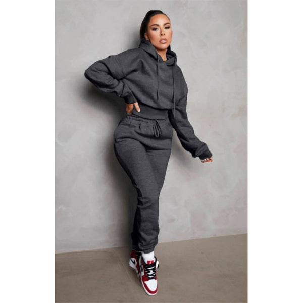Femme Luxe Dark Grey Oversized High Waisted Shirred Drawstring Pocket Detail Cuffed Joggers - Ella