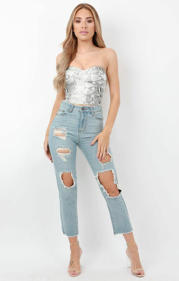 Femme Luxe Animal Snake Print PU Corset Top - Amy