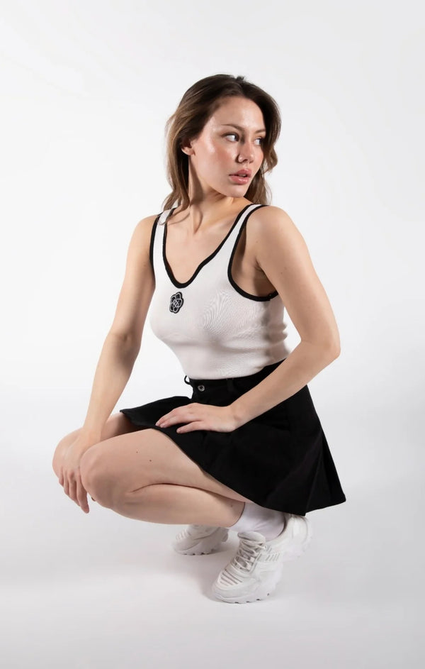 Femme Luxe Black Denim Pleated Mini Skirt - Cassara