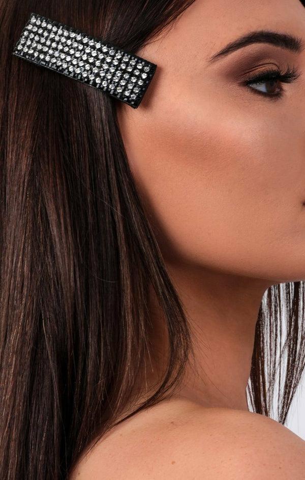 Femme Luxe Black Diamante Hair Clip - Dahlia
