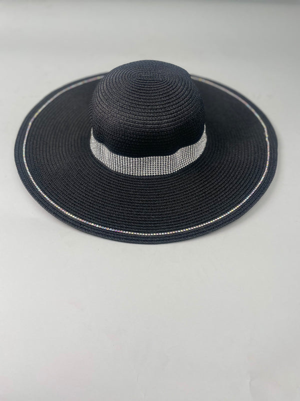 Femme Luxe Black Diamond Felt Ribbon Hat - Mazie